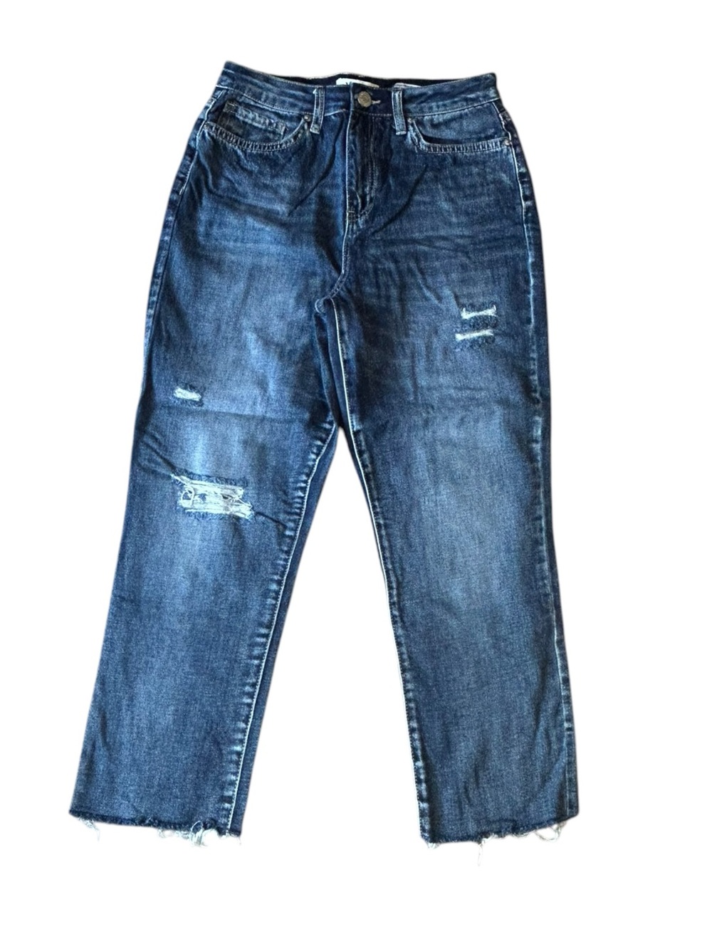YMI Dark Blue Distressed Cropped Jeans